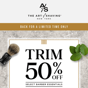 Time’s Almost Up — 50% Off Select Barber Essentials