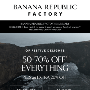 Discover the delight of 50-70% off everything + an extra 20% off