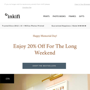 Memorial Weekend Sale | 20% Off Sitewide!