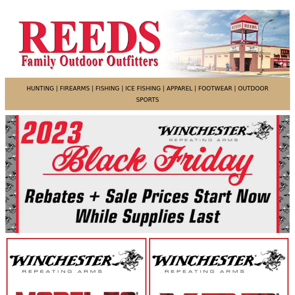 Huge Hunting Savings  Guns, Ammo, Apparel, Boots & More for Black Friday!  Save on the Best Brands! - Reeds Family Outdoor Outfitters
