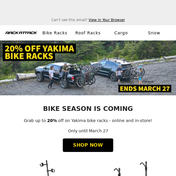 Save 20% off Yakima Bike Racks