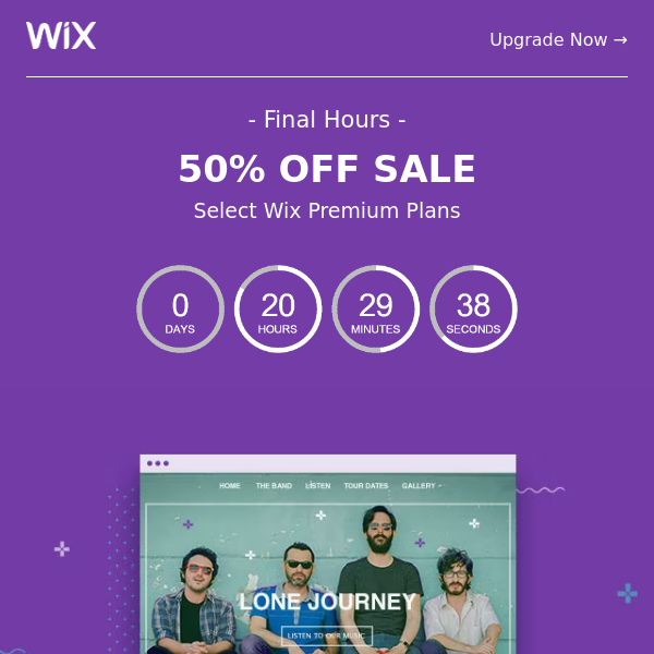 Last Chance—Save 50% with Wix
