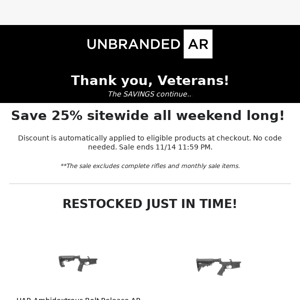 Restocked! Save on Complete Lower Receivers and more! 🇺🇸