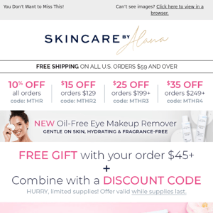 FREE Skincare Kit + $35 OFF Your Order For Mothers Day!