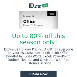 Celebrate The Holidays – Up to 80% Off a Microsoft Office License