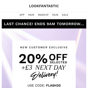 LAST CHANCE: 20% Off + £3 Next Day Delivery!