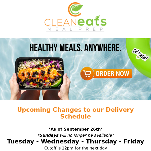 Changes to our Delivery Schedule.