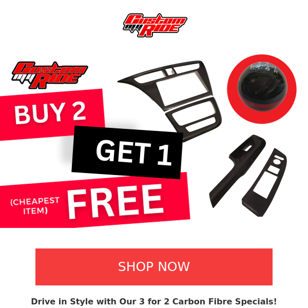 Upgrade Your Ride - Don't Miss Our Exclusive 3 for 2 Sale on Carbon Fibre Car Accessories!