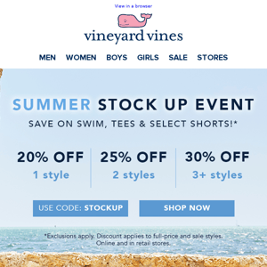 SALE: Up To 30% Off Swim, Tees & Shorts