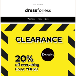 📦 Clearance: items 50% to 80% off + exclusive 20% EXTRA!