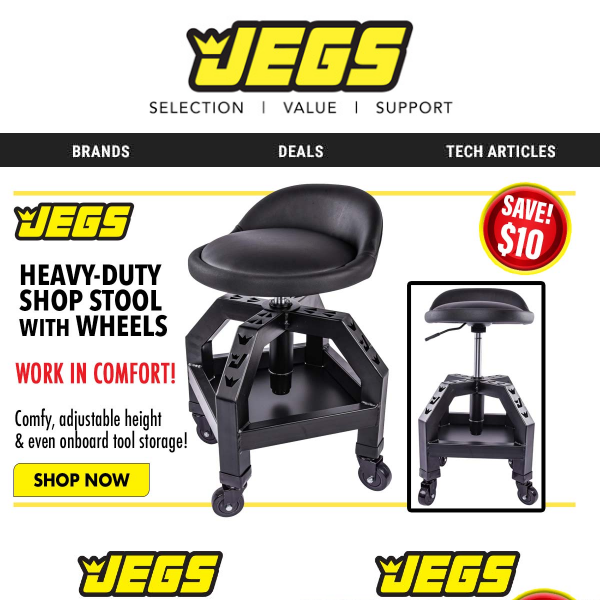 JEGS Heavy-Duty Shop Stool with Wheels