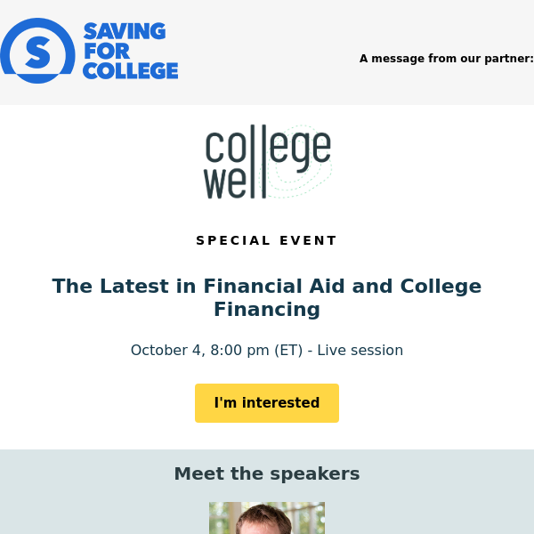 Special 3-college event, 10/4 – Register today!