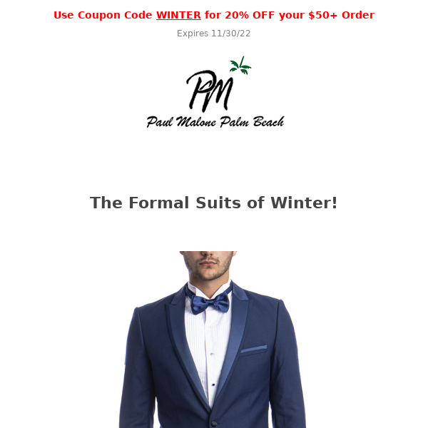 Last Day for 20% OFF Suits, Ties, Shirts and more