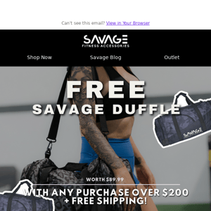 Savage Fitness Accessories July Specials! Free Savage Duffle Bag 😱