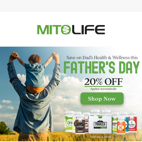 Don't forget Father's Day - enjoy 20% off now through June 18th