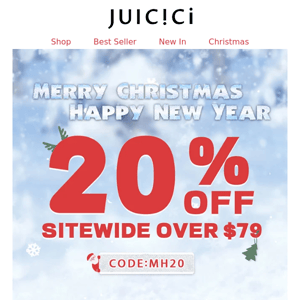 Merry Christmas! Get 20% off over $79 sitewide!