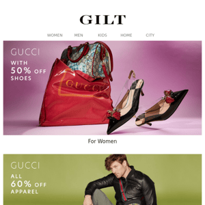 Gucci With 50% Off Women’s Shoes | Gucci With All 60% Off Men’s Apparel