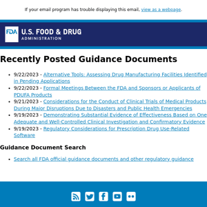 Recently Posted Guidance Documents