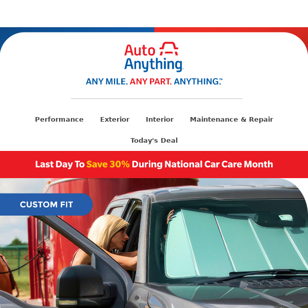 Final Day To Save 30% for National Car Care Month