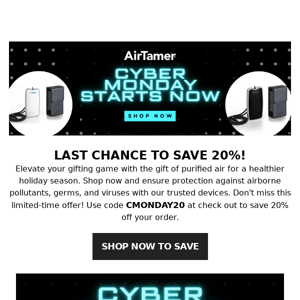 Last Chance To Save 20% On AirTamer Products!