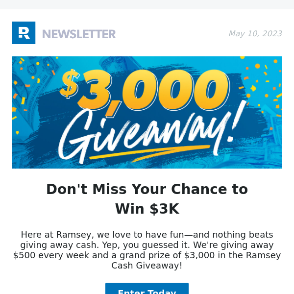 Here's your chance to win $3K.