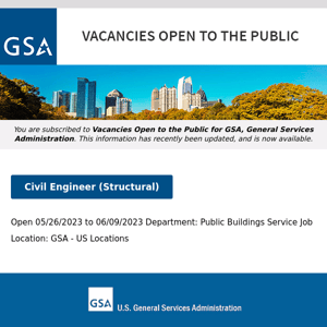 New/Current Job Opportunities at GSA Open to the Public (All U.S. Citizens)