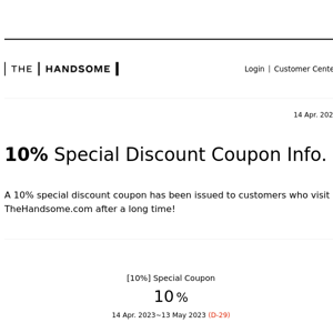 10% Special Discount Coupon Info.