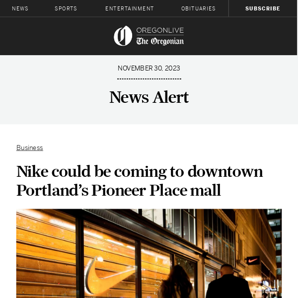 Nike could be coming to downtown Portland’s Pioneer Place mall