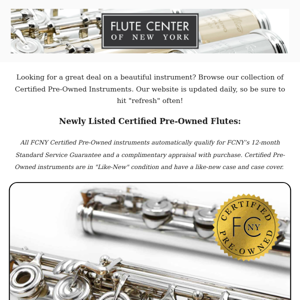 ⭐ New Certified Pre-owned Instruments at FCNY