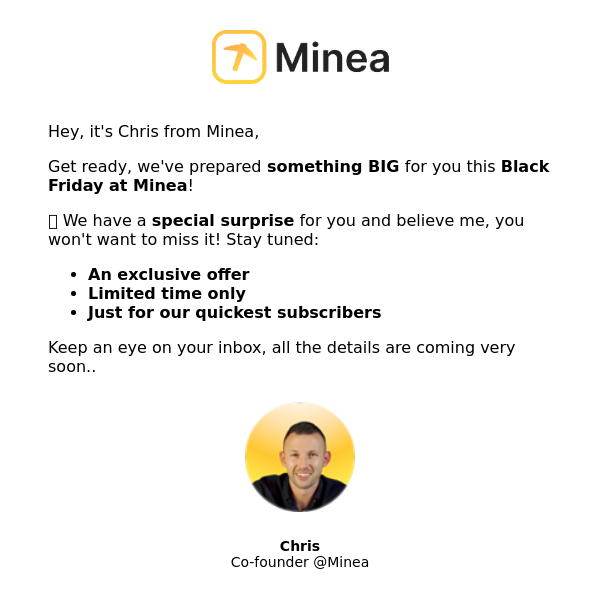 Massive Surprise for Black Friday at Minea!