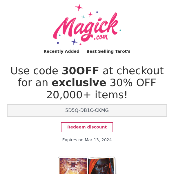 Your cart is waiting! 30% off doesn't last forever!