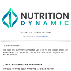 Nutrition Dynamic, see you this weekend?
