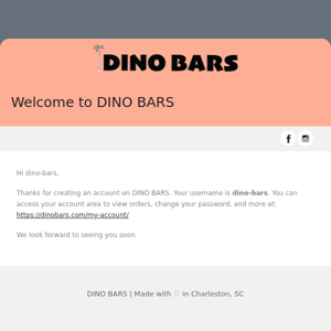 Your DINO BARS account has been created!