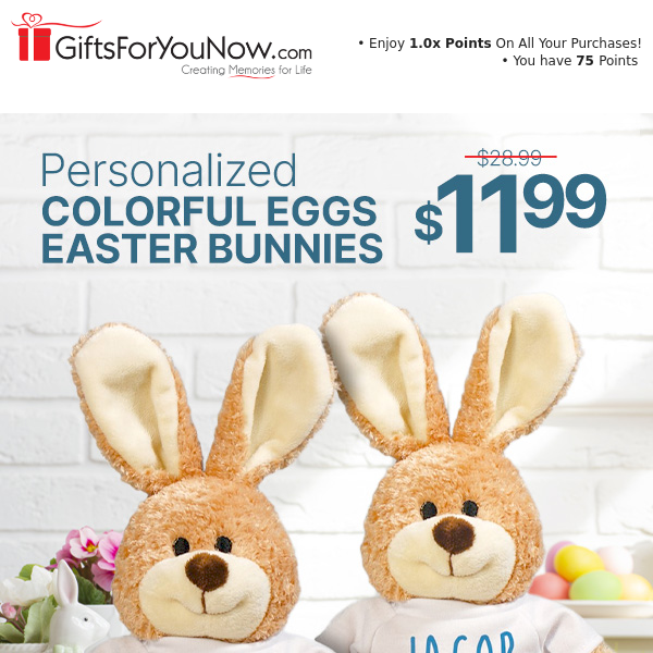 🐇$11.99 Colorful Eggs Personalized Easter Bunny!