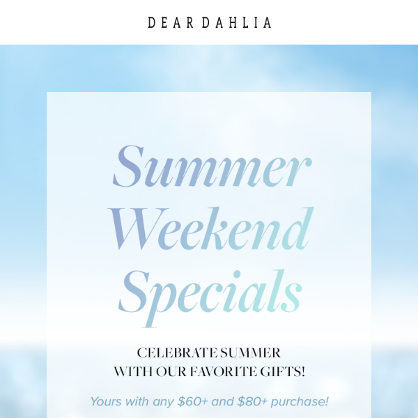 🌟Don't Forget! Summer Weekend Specials!🌟