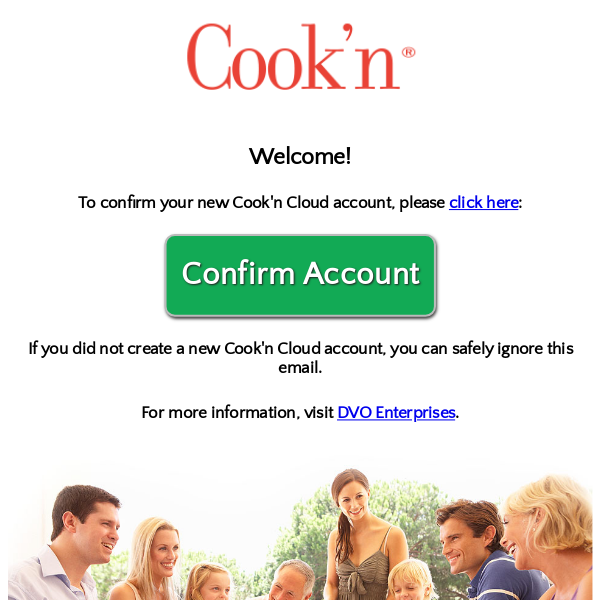 Confirm Your Cook'n Cloud Account