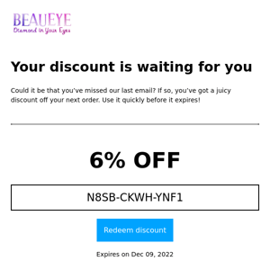 There’s 6% off discount waiting for you