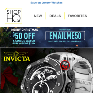 🎁 Merry Christmas! Enjoy Invicta at the Lowest Prices Ever