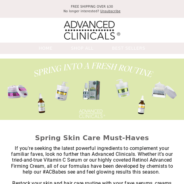 Time to Spring Clean Your Routine! Restock Seasonal Favorites at Advanced Clinicals