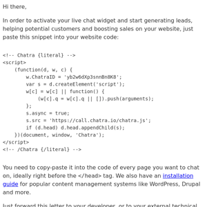 Action required: activate your live chat widget