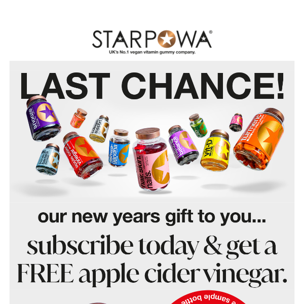 LAST CHANCE - Free Apple Cider Vinegar When You Subscribe Today.