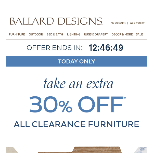 EXTRA 30% off clearance furniture