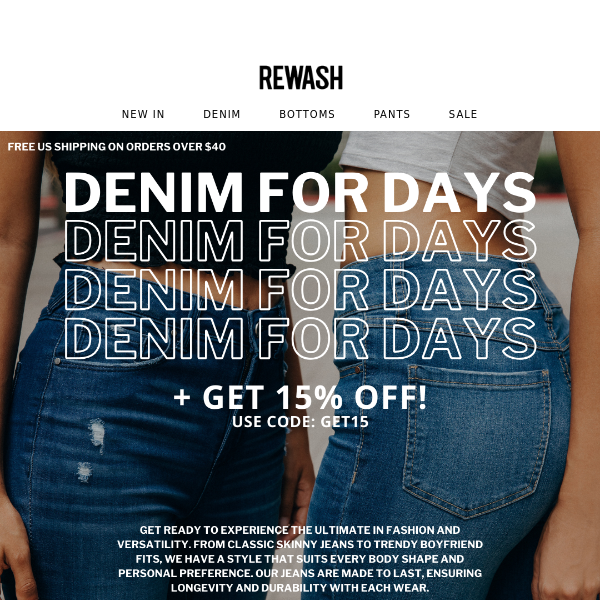 We LOVE DENIM👖do you? GET 15% OFF JEANS TODAY