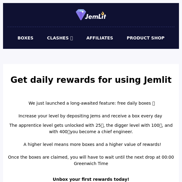 JemLit platform Update - Level-based DAILY Rewards 👀