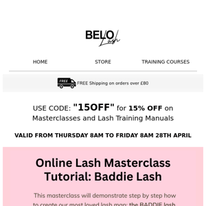 Get 15% Off on Masterclasses & Lash Training Manuals💖