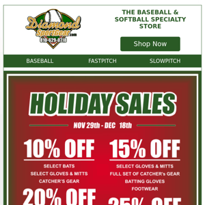 🎅🎁 Up to 25% OFF | Ends Sunday 12/18 ⚾🥎