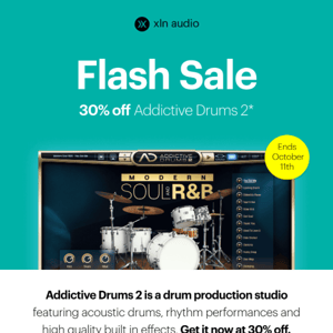 Ends soon! 30% off Addictive Drums 2