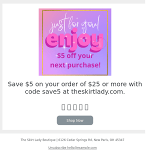 $5 off your Order!