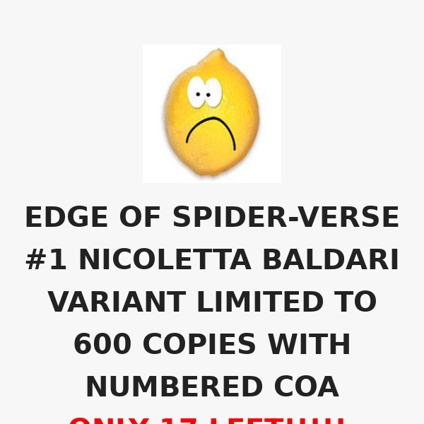 ONLY 17 LEFT!!!! EDGE OF SPIDER-VERSE #1 NICOLETTA BALDARI VARIANT LIMITED TO 600 COPIES WITH NUMBERED COA