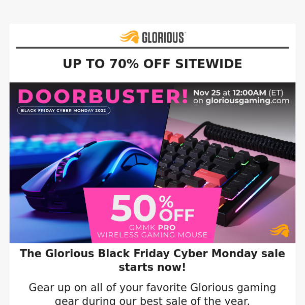 MISC] Glorious PC Gaming Black Friday Deals - Up to 65% off on mice,  keyboards, and mouse pads (Live 11/26 12:00 AM ET) : r/buildapcsales